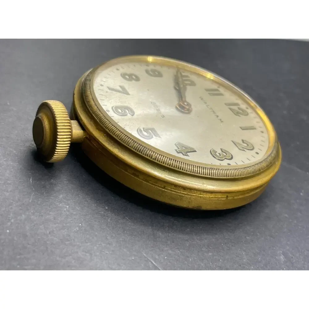 Antique Waltham USA 8 Day Automobile Dashboard Car Clock Gold Tone 15 Jewels